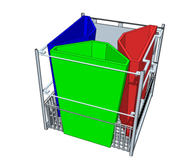 现代分类环保垃圾桶草图大师模型，垃圾桶SU模型下载