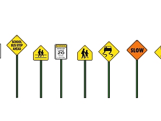 现代道路交通指示牌模型<em>组</em>su模型下载、道路交通指示牌...