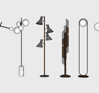 现代风格落地灯组合su模型、现代风格落地灯组合草图大师模型下载
