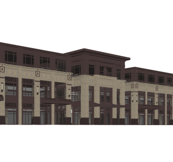 欧式新古典沿街商业建筑草图大师模型，新古典沿街商业建筑sketchup模型免费下载