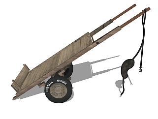 现代乡村木车sketchup模型，木车su模型下载