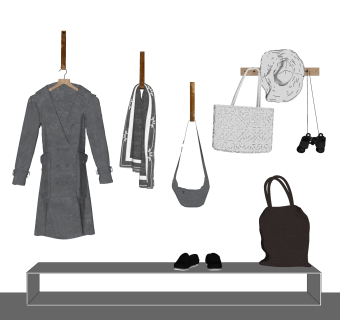 轻奢服装橱窗服饰草图大师模型,服装店衣架su模型下载