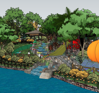 现代儿童公园草图大师模型，儿童公园sketchup模型skp文件分享