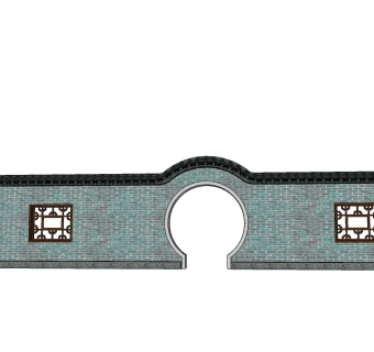 中式围墙院墙草图大师模型skp文件，围墙sketchup模型skp文件下载