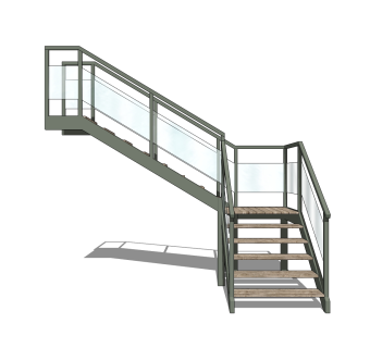 现代双跑折梯草图大师模型，双跑折梯sketchup模型免费下载