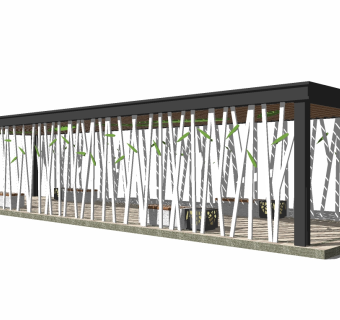 现代装饰长廊草图大师模型，装饰长廊sketchup模型下载