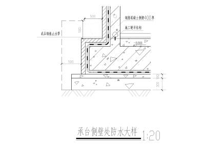 承台侧壁处防<a href=https://www.yitu.cn/su/5628.html target=_blank class=infotextkey>水</a>大样