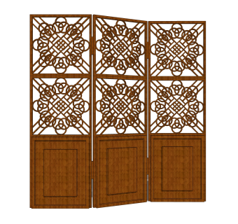 现代隔断屏风草图大师模型，屏风sketchup模型下载
