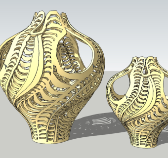 现代镂空花瓶雕塑su模型下载、镂空花瓶雕塑草图大师模型下载