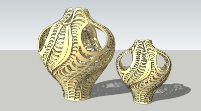 现代镂空花瓶雕塑su模型下载、镂空花瓶雕塑草图大师模型下载