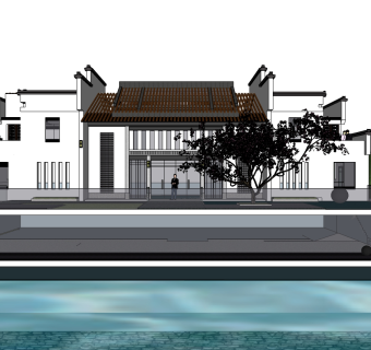 新中式山地别墅su模型下载、新中式山地别墅草图大师模型下载