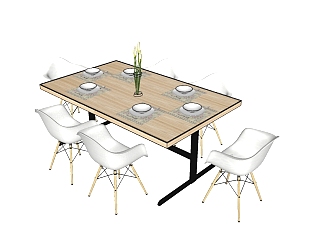 现代餐桌<em>椅草图大师</em>模型下载，餐桌<em>椅</em>sketchup模型
