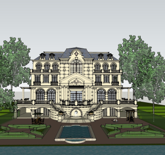 欧式别墅su模型下载、欧式别墅草图大师模型下载