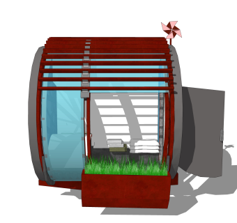 现代售卖亭草图大师模型，售卖亭SKB文件下载
