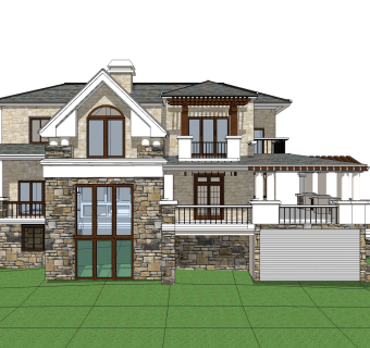欧式别墅su模型，别墅草图大师模型下载