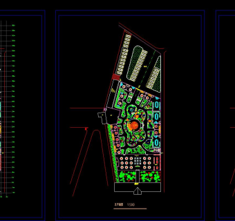 游园餐厅绿化平面图，游园cad设计图纸下载