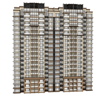 欧式高层住宅楼草图大师模型，住宅楼su模型下载