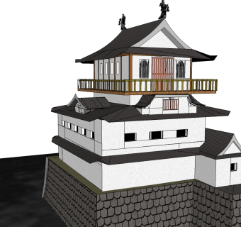 日式古建筑草图大师模型下载、日式古建筑su模型下载