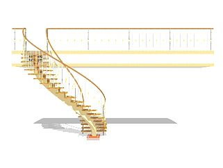 欧式弧形楼梯草图大师模型，弧形楼梯sketchup模型免费下载