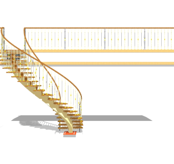 欧式弧形楼梯草图大师模型，弧形楼梯sketchup模型免费下载