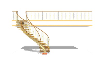 欧式弧形楼梯草图大师模型，弧形楼梯sketchup模型免费下载