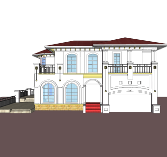 欧式独栋别墅su模型下载，别墅sketchup模型分享