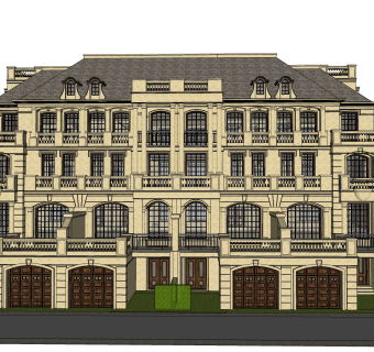 欧式联排别墅SU模型，联排别墅SKP模型下载