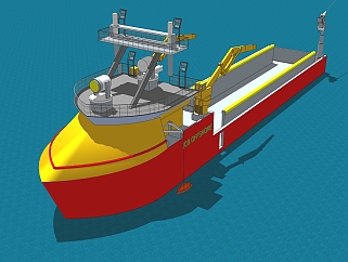 现代工程船船舶SU模型，工程车SKB文件下载