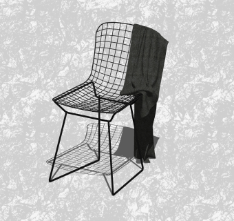 现代创意小座椅su模型，时尚镂空休闲椅草图大师模型下载