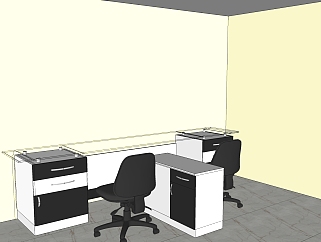 办公室桌椅SU模型，办公桌skp模型下载