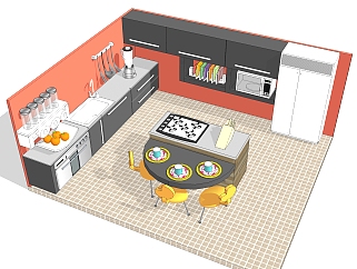 厨房草图大师模型，厨房SU模型下载