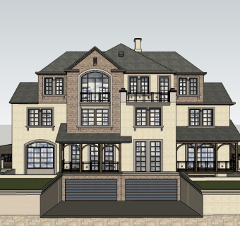 欧式独栋别墅草图大师模型，sketchup别墅su模型下载