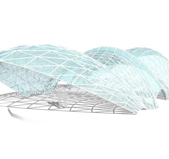 现代玻璃廊架草图大师模型，玻璃廊架sketchup模型免费下载