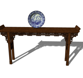  中式端景条案草图大师模型，端景条案sketchup模型下载