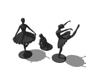 现代芭蕾舞女孩抽象雕塑草图大师模型，芭蕾舞女孩抽象雕塑sketchup模型下载