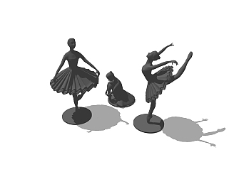 现代芭蕾舞女孩<em>抽象雕塑</em>草图大师模型，芭蕾舞女孩<em>抽象</em>...
