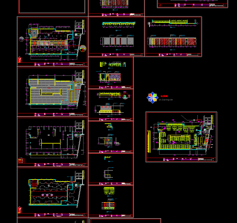 现代中式风格火锅餐厅设计图，火锅店CAD施工图纸下载