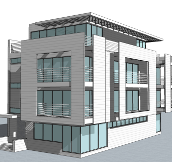 理查德·迈耶别墅草图大师模型下载、理查德·迈耶别墅su模型下载
