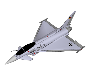 英德意西EF2000台风战斗机草图大师模型，战斗机SU模型下载
