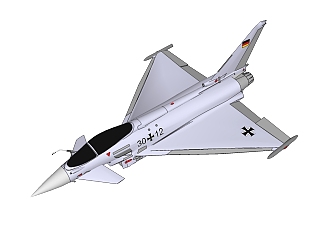 英德意西EF2000<em>台风</em>战斗机草图大师模型，战斗机SU模型...