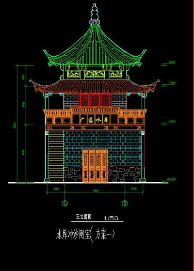 仿清式古建景观亭CAD施工图，景观亭CAD图纸下载