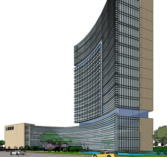 欧式高层办公楼草图大师模型，高层办公楼sketchup模型免费下载
