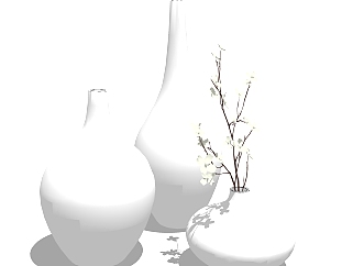 白瓷花瓶摆件草图大师模型,现代装饰品su模型下载