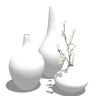 白瓷花瓶摆件草图大师模型,现代装饰品su模型下载