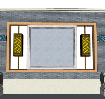 中式景观墙草图大师模型，景墙sketchup模型skp文件模型下载
