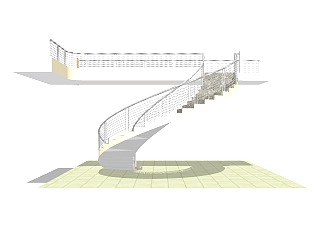 现代弧形<em>楼梯</em>草图大师模型，弧形<em>楼梯</em>sketchup模型免费...