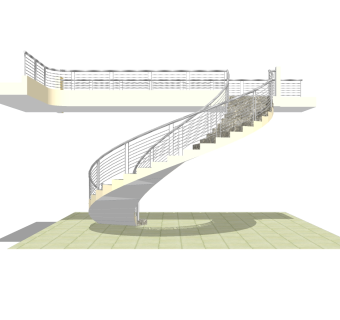现代弧形楼梯草图大师模型，弧形楼梯sketchup模型免费下载