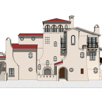 欧式别墅SU模型，别墅SKP模型下载