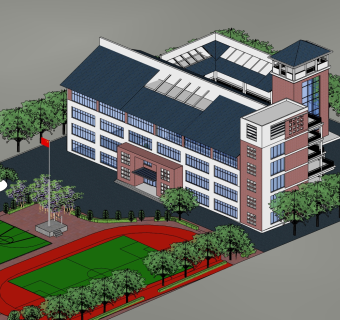 现代中小学su模型，中小学草图大师模型下载