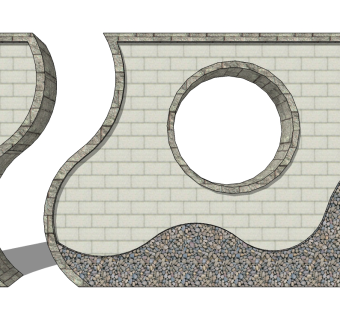 现代景观墙SU模型下载，景观墙skb模型分享